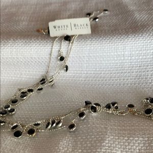 Faux silver andblack crystal long necklace